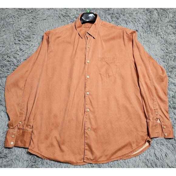 Tommy Bahama Other - Tommy Bahama Shirt‎ Mens Sz XL Orange Rust Silk Wool Blend Button Up Down XLarge